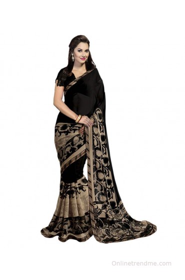 Ishin Black Faux Georgette Saree